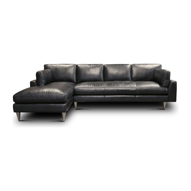 Hello Sofa Home Skyline Left Hand Facing Leather Americana Sectional in Black