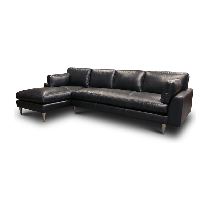 Hello Sofa Home Skyline Left Hand Facing Leather Americana Sectional in Black
