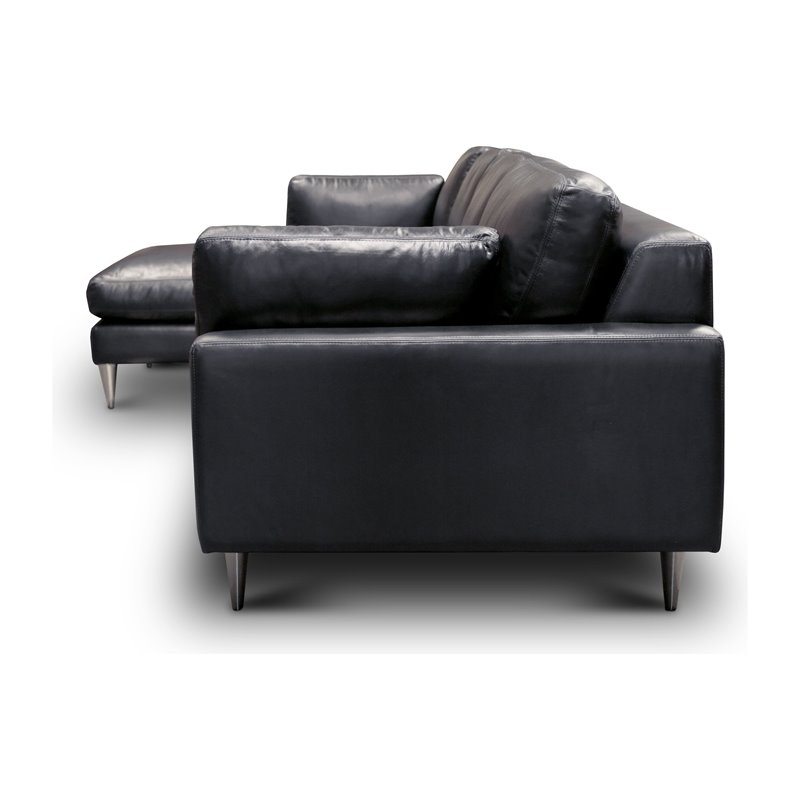 Hello Sofa Home Skyline Left Hand Facing Leather Americana Sectional in Black