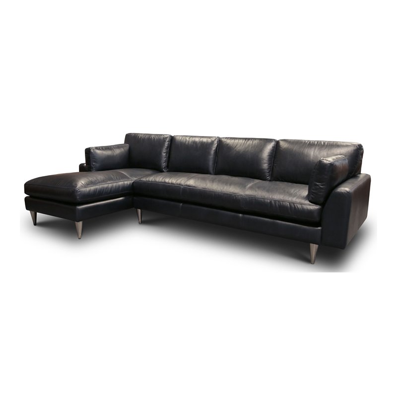 Hello Sofa Home Skyline Left Hand Facing Leather Americana Sectional in Black