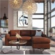 Hello Sofa Home Santiago Mid-Century Top Grain Leather Sectional in Russet Brown