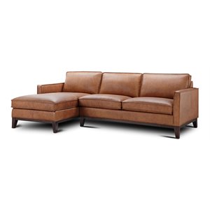 hello sofa home pimlico left hand facing top grain leather sectional in brown