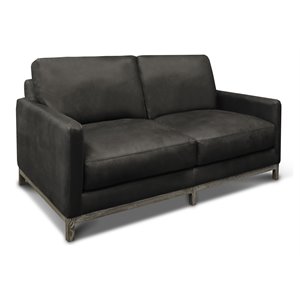 hello sofa home monterrey top grain leather americana loveseat in charcoal