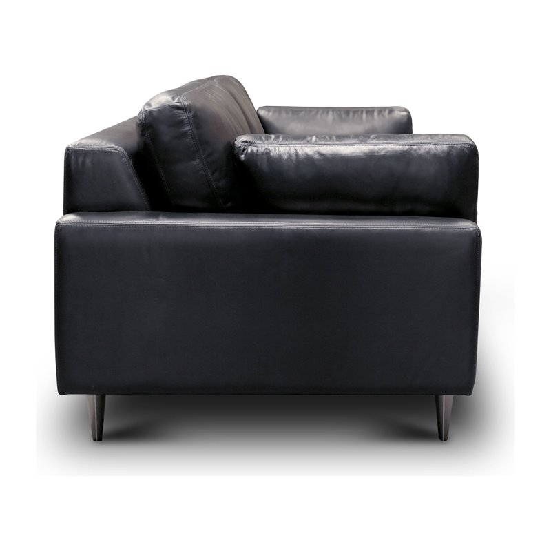 Hello Sofa Home Skyline Modern Top Grain Leather Americana Loveseat in Black