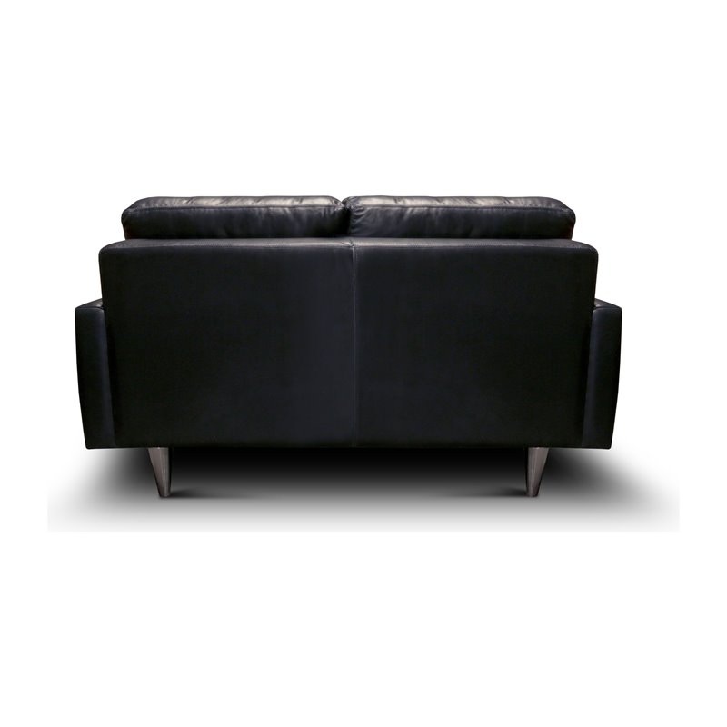 Hello Sofa Home Skyline Modern Top Grain Leather Americana Loveseat in Black