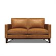 Hello Sofa Home Metropole Pull Up Top Grain Leather Loveseat in Tan Brown