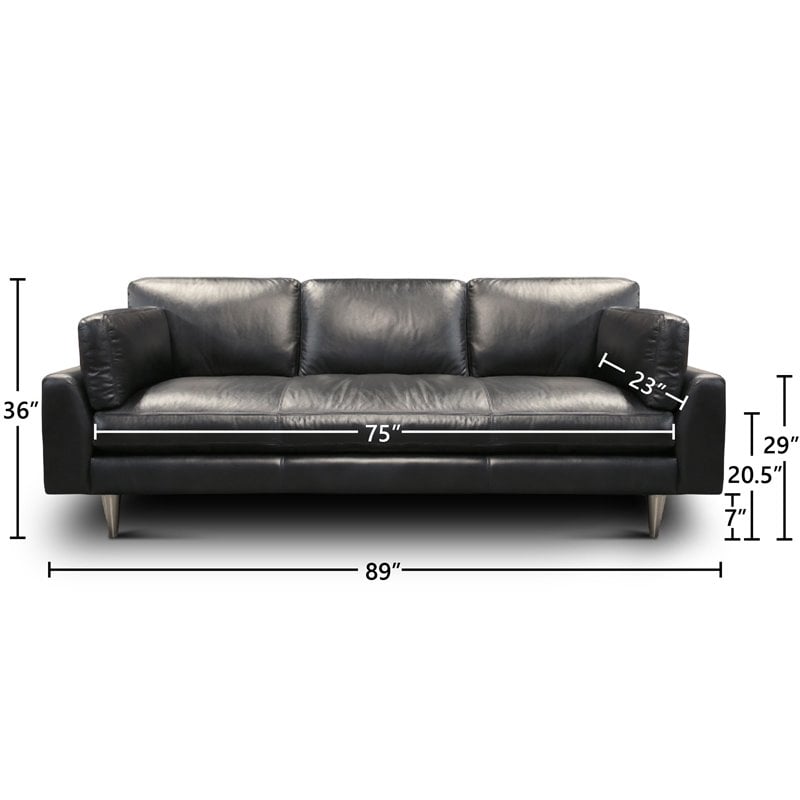 Hello Sofa Home Skyline Modern Top Grain Leather Americana Sofa in Navy Blue