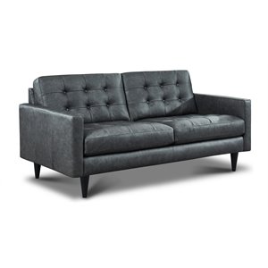 hello sofa home naples mid-century top grain leather loveseat in gray