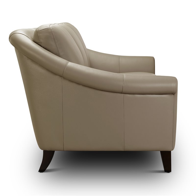 Hello Sofa Home Sienna Mid-Century Modern Top Grain Leather Sofa in Beige
