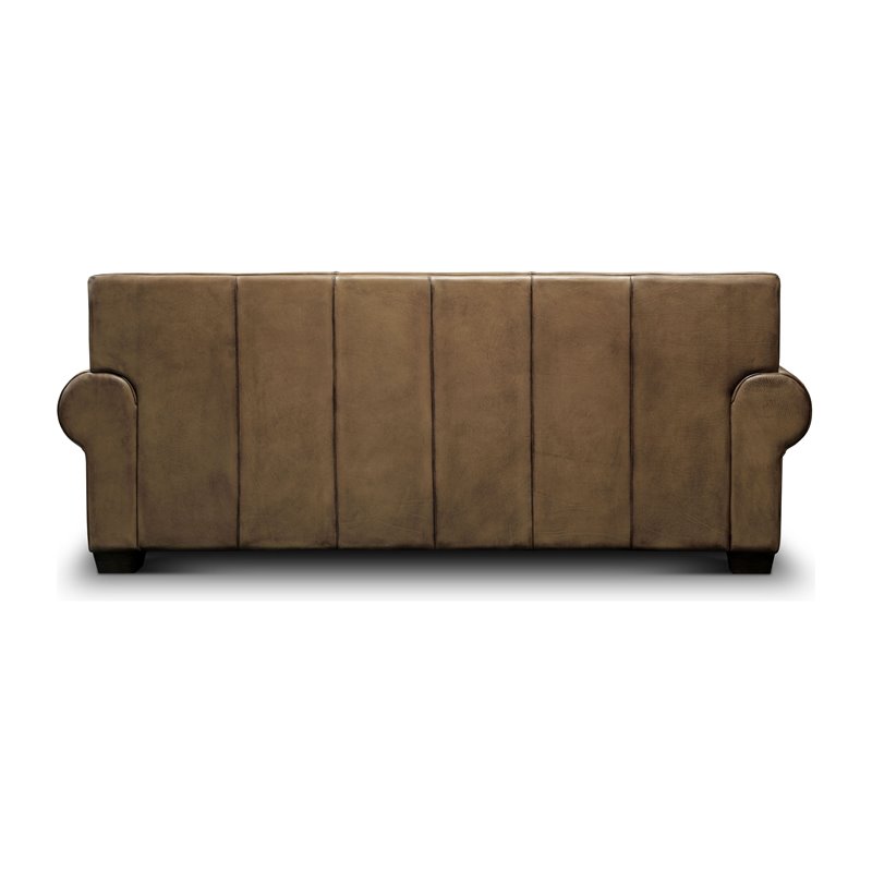 Hello Sofa Home Valencia Top Grain Hand Antiqued Leather Sofa in Taupe Brown
