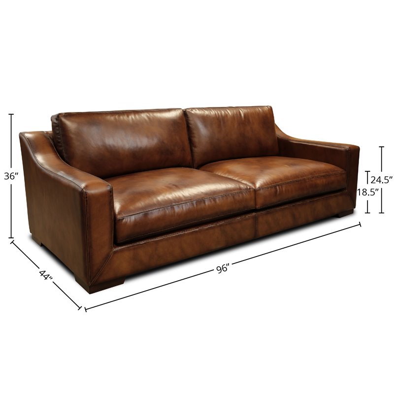 Hello Sofa Home Ramba 3-Seater Contemporary Top Grain Leather Sofa in Brown