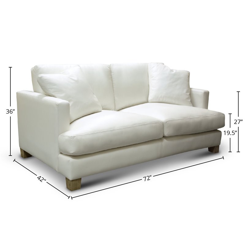 Hello Sofa Home Galaxy Modern Top Grain Leather Loveseat in White