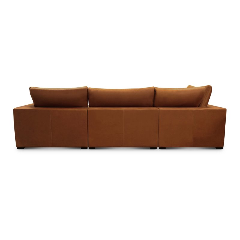 Hello Sofa Home Nirvana 4-Piece Modern Top Grain Leather Sectional in Napa Maple