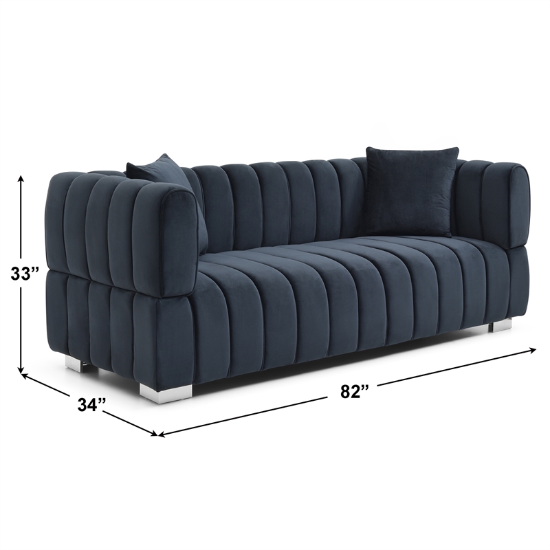 Luxurious Luna Velvet Sofa In Black Color