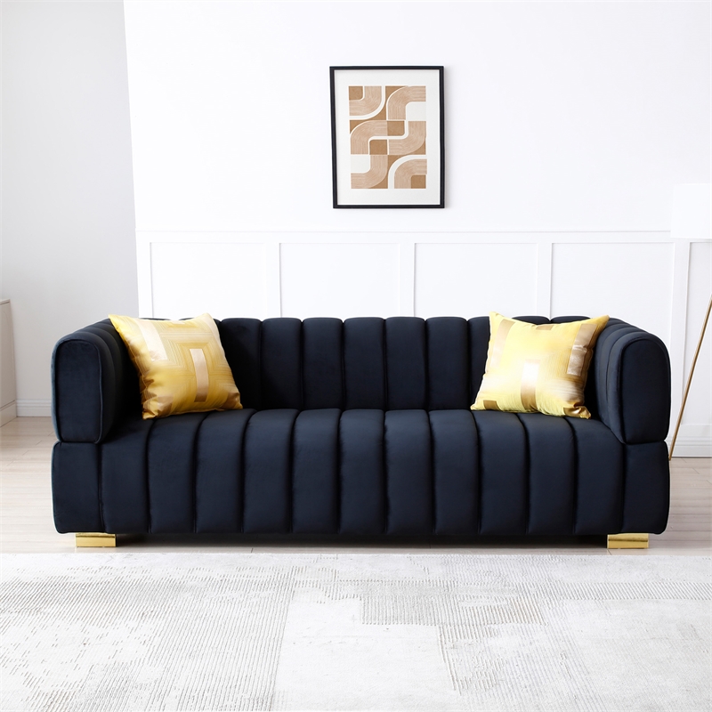 Luxurious Luna Velvet Sofa In Black Color