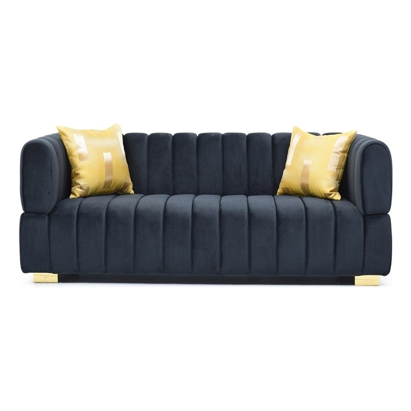 Luxurious Luna Velvet Sofa In Black Color