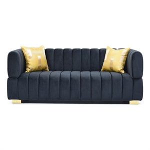 Luxurious Luna Velvet Sofa In Black Color