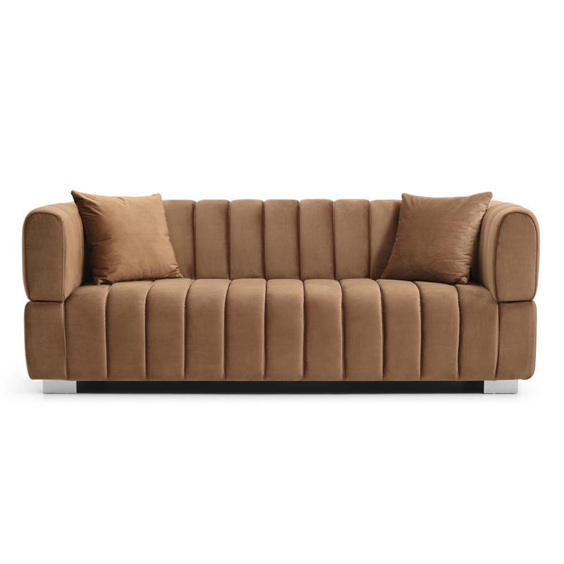 Luxurious Luna Velvet Sofa in Brown Color