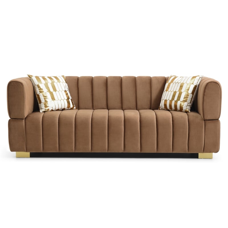 Luxurious Luna Velvet Sofa in Brown Color