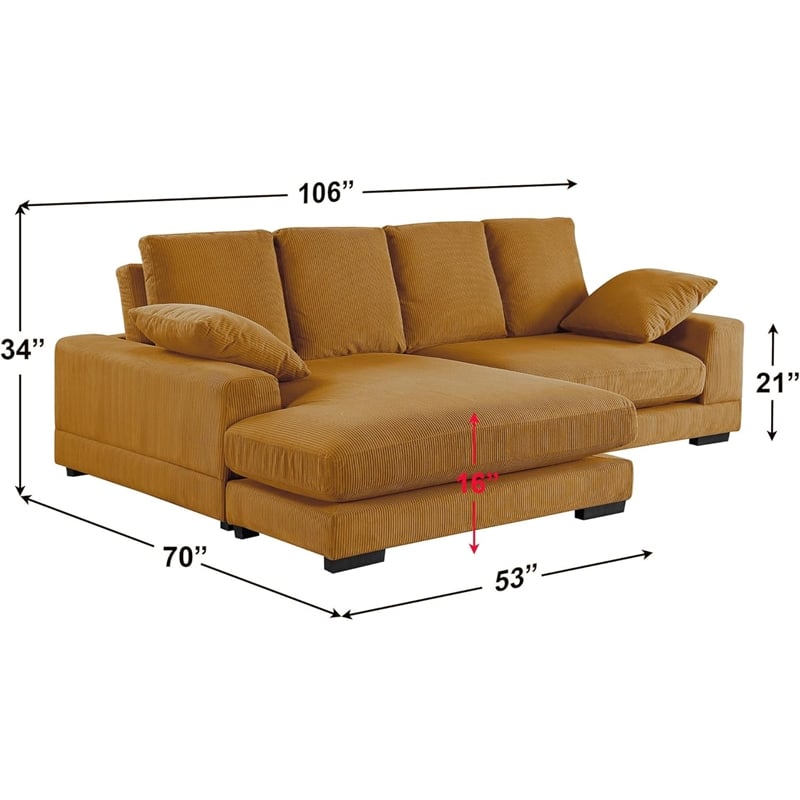 Daisy Convertible Sectional Sofa Couch with L-Shaped Design in Mango Color