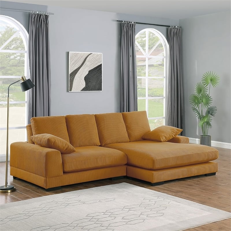 Daisy Convertible Sectional Sofa Couch with L-Shaped Design in Mango Color