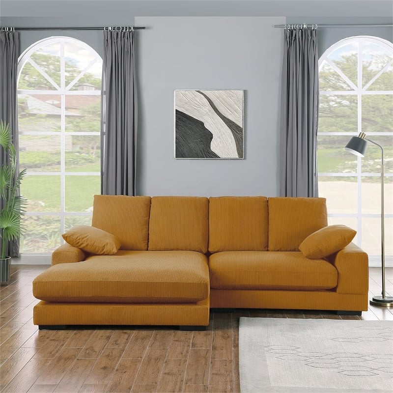 Daisy Convertible Sectional Sofa Couch with L-Shaped Design in Mango Color