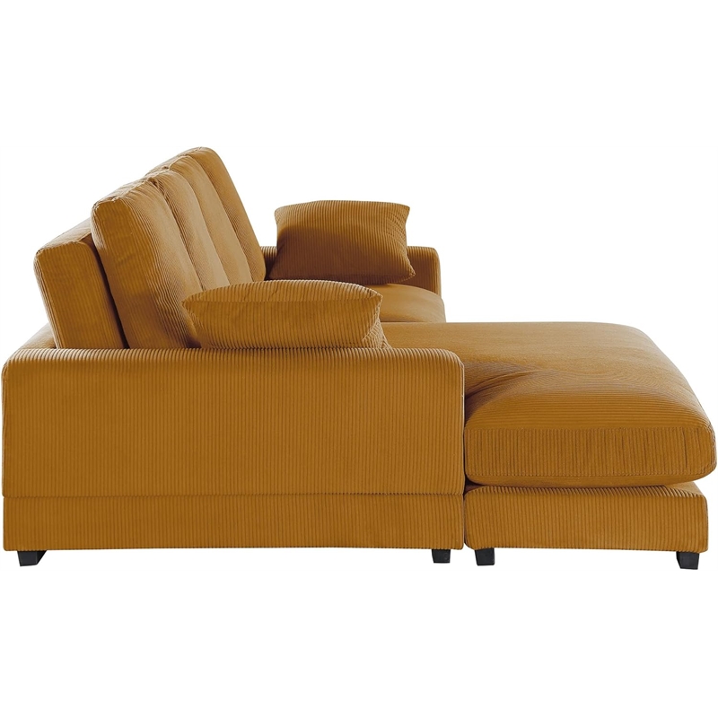 Daisy Convertible Sectional Sofa Couch with L-Shaped Design in Mango Color