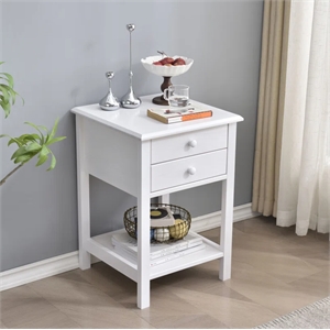 solid pine wood 2 drawer nightstand
