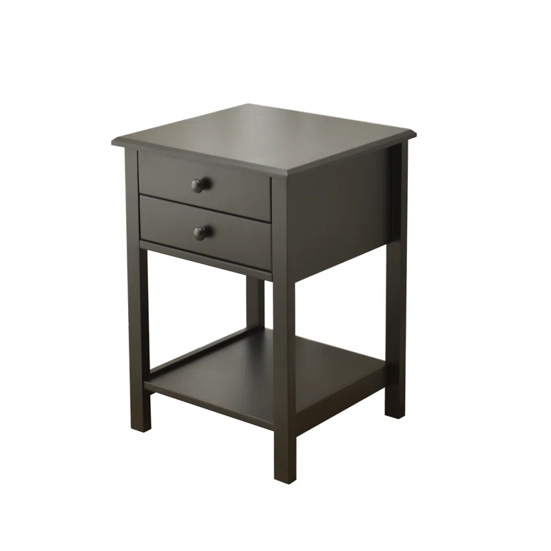 Solid Pine Wood 2 Drawer Nightstand