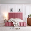 Avalon Velvet Upholstered Full Platform Bed in Pink