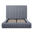 Avalon Velvet Upholstered Queen Platform Bed in Gray