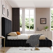 Avalon Velvet Upholstered King Platform Bed in Black