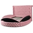 Upholstered King Round Storage Bed in Pink Color