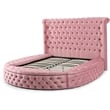 Upholstered King Round Storage Bed in Pink Color
