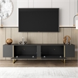 TV Stand 100 with Gold legs and two spacious doors in Black