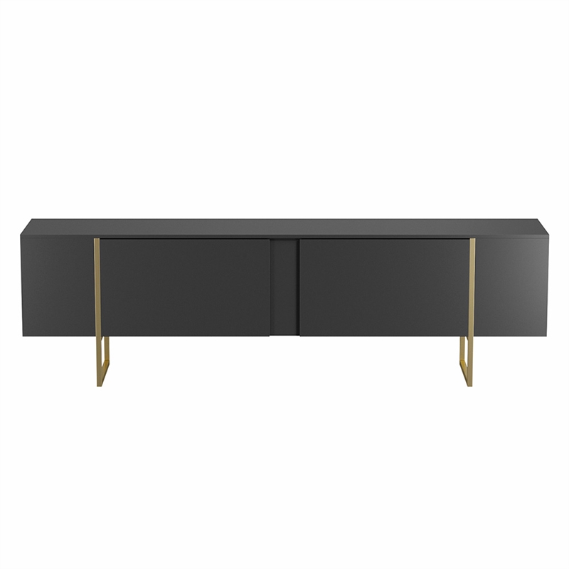 TV Stand 100 with Gold legs and two spacious doors in Black