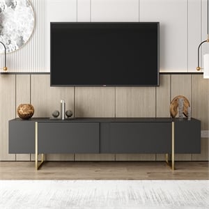 TV Stand 100 with Gold legs and two spacious doors in Black