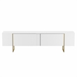 TV Stand 100 with Gold legs and two spacious doors in White
