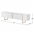TV Stand 100 with Gold legs and two spacious doors in White