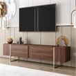 TV Stand 100 with Gold legs and two spacious doors in Walnut