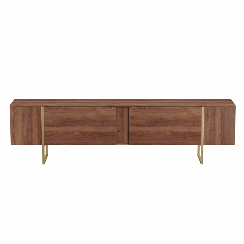 TV Stand 100 with Gold legs and two spacious doors in Walnut