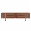 TV Stand 100 with Gold legs and two spacious doors in Walnut