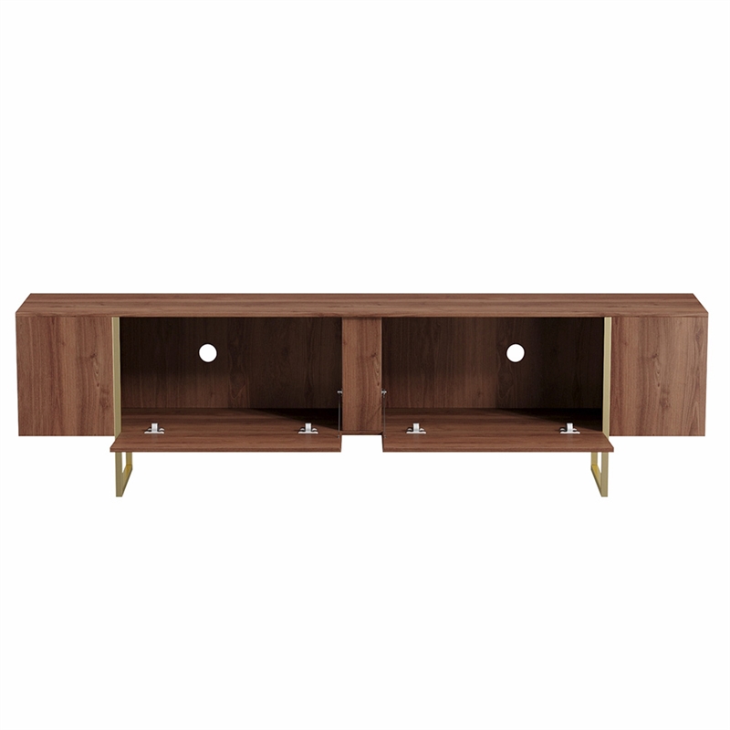 TV Stand 100 with Gold legs and two spacious doors in Walnut