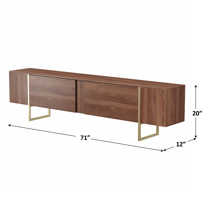 TV Stand 100 with Gold legs and two spacious doors in Walnut