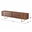 TV Stand 100 with Gold legs and two spacious doors in Walnut