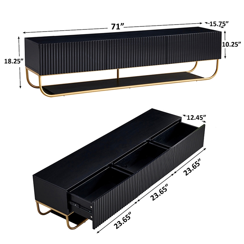 WPFurniture Glam Tv Stand in Black