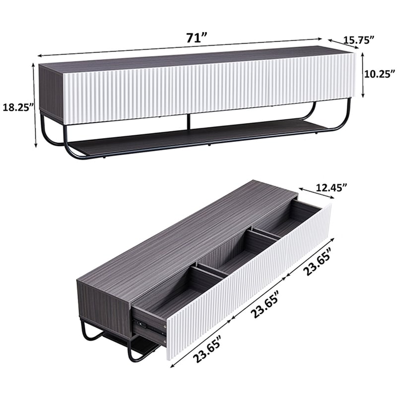WPFurniture Glam Tv Stand in White & Gray