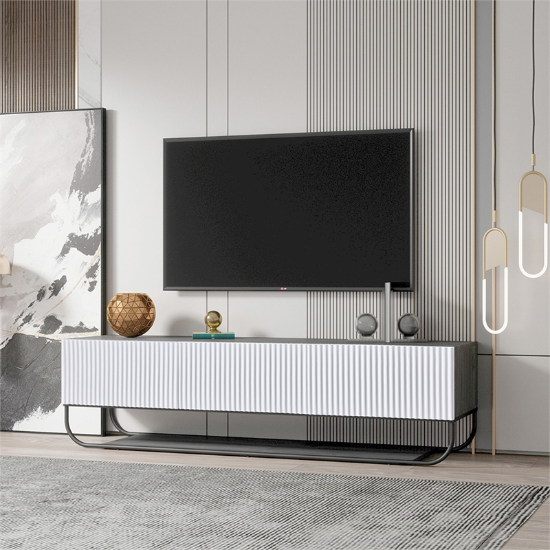 WPFurniture Glam Tv Stand in White & Gray