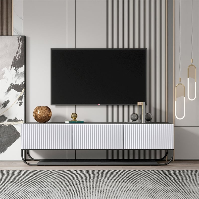 WPFurniture Glam Tv Stand in White & Gray