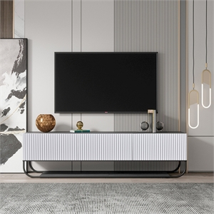 WPFurniture Glam Tv Stand in White & Gray